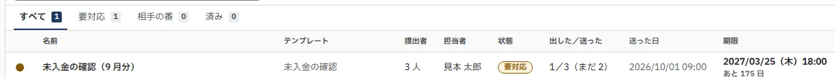 タブと、行の状態の札